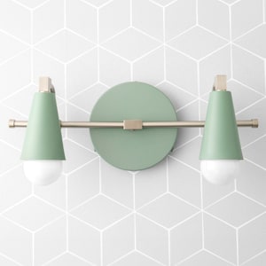Brushed Nickel Wall Sconce - Green Vanity Light - Bathroom Vanity - Modern Lighting - Model No. 1229