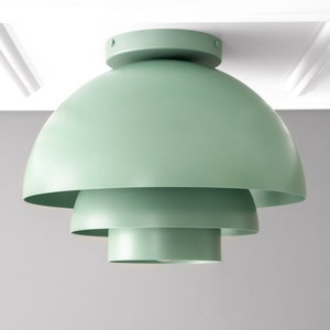 Light Fixture Mint Green Ceiling Light Dome Lighting Atomic Lighting Home Decor Model No. 7392 Green