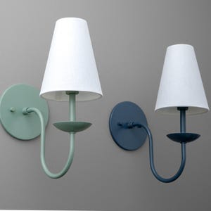 Sconce Light-Navy Wall Sconce-Linen Shade Lamp-Classic Sconce - Model No. 7085 image 4