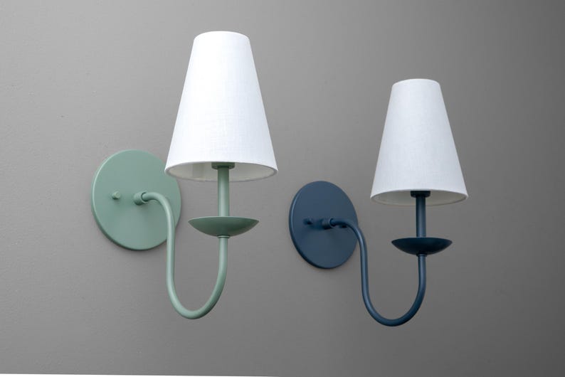 Sconce Light-Navy Wall Sconce-Linen Shade Lamp-Classic Sconce - Model No. 7085 image 4