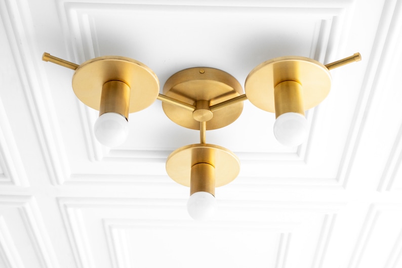 Colorful Lighting Brass Lighting Geometric Lighting 3 Bulb Ceiling Light Model No. 9526 image 3