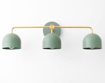 Modern Farmhouse - Green Vanity Light - Brass Lighting - Bathroom Lighting - Wall Sconce - Model No. 7456