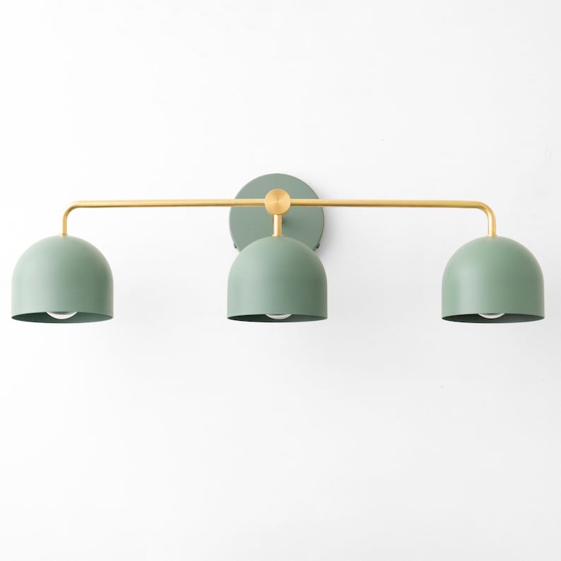 Modern Farmhouse Green Vanity Light Brass Lighting Bathroom Lighting Wall Sconce Model No. 7456 Green