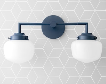 Blue Vanity Light - Blue Wall Light - Bathroom Lighting - Beachhouse Vanity - Coastal Decor - Model No. 0276