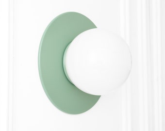 Mint Green Sconce - Flush Mount - Colored Sconce - Wall Lamp - Glass Globe Sconce - Model No. 2277