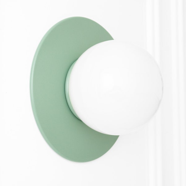 Mint Green Sconce - Flush Mount - Colored Sconce - Wall Lamp - Glass Globe Sconce - Model No. 2277