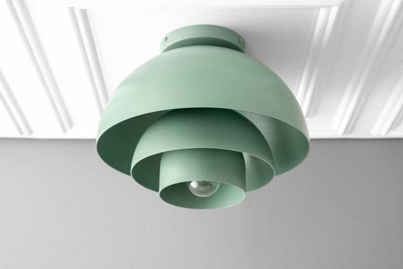 Light Fixture Mint Green Ceiling Light Dome Lighting Atomic Lighting Home Decor Model No. 7392 image 2