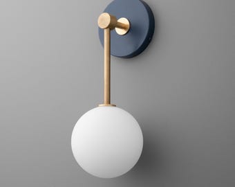 Sconce Light-Navy Wall Sconce-Brass Wall Light-Globe Wall Lamp - Model No. 5999