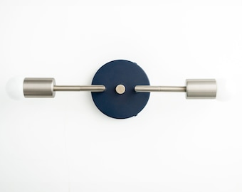 Brushed Nickel Vanity - Blue Sconce - Modern Vanity Light - Vanity Light - Wall Sconce - Model No. 1938