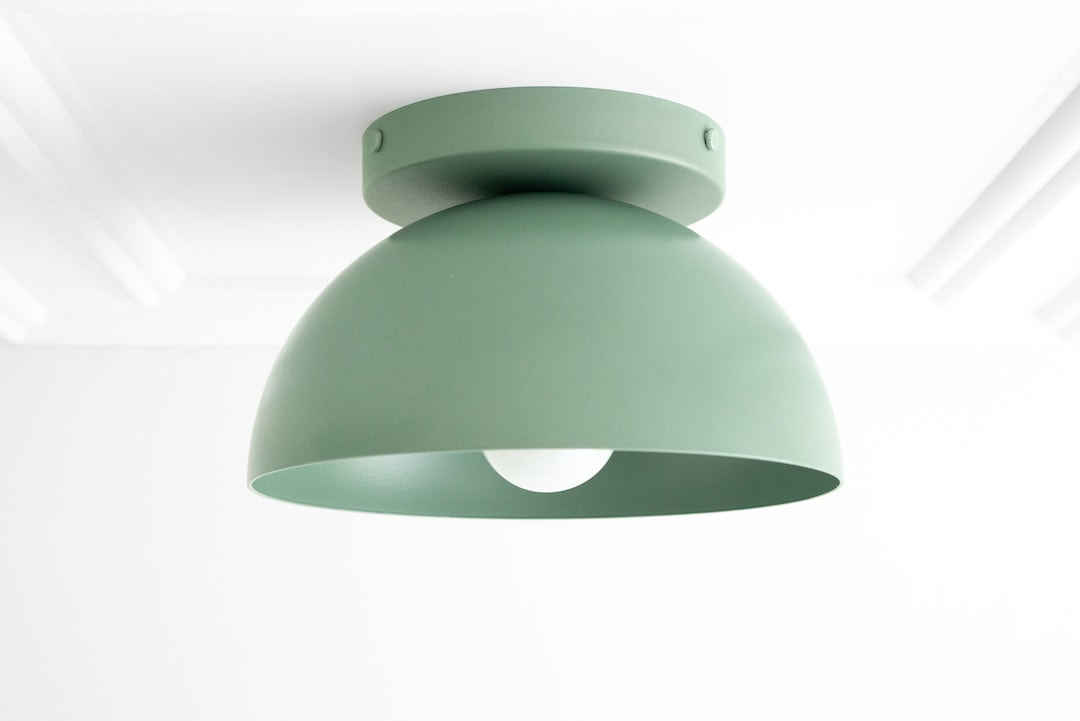 Green Ceiling Light 8in Dome Lighting Modern Lighting Nature Lighting