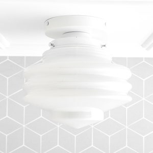 Art Deco Lighting - White Ceiling Light - Flush Mount Light - Mid-Century Lighting - Model No. 2169