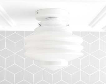 Art Deco Lighting - White Ceiling Light - Flush Mount Light - Mid-Century Lighting - Model No. 2169