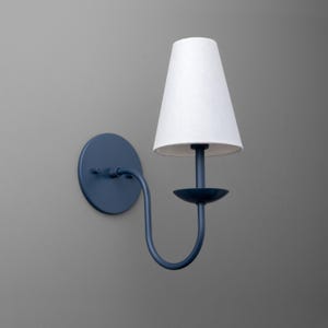 Sconce Light-Navy Wall Sconce-Linen Shade Lamp-Classic Sconce - Model No. 7085 image 1