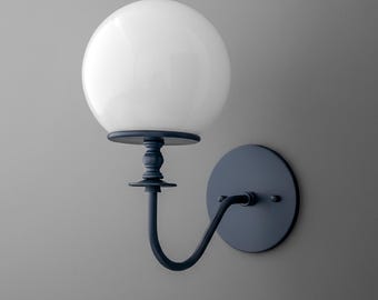 Sconce Light-Globe Wall Sconce-Modern Wall Lamp-Navy Metal Sconce - Model No. 7857