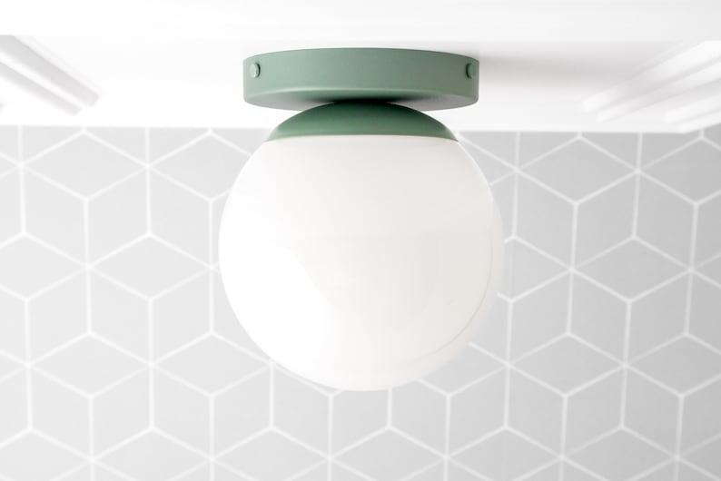 Color Ceiling Light Globe Lighting Modern Ceiling Light Mid Century Modern Model No. 3825 Green