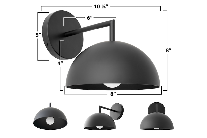 Black Dome Wall Sconce Dome Light Colored Wall Light Wall Lighting Wall Lamp Model No. 6952 image 3