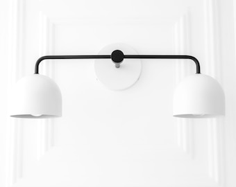 Tocador blanco y negro - Tocador escandinavo - Lámpara colorida - Tocador de pared - Instalación fija - Modelo n.° 2082