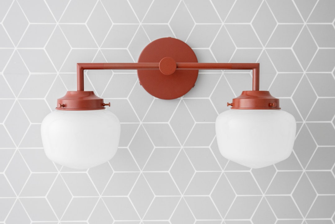 Red Wall Light Globe Vanity Colored Wall Light Bathroom Etsy