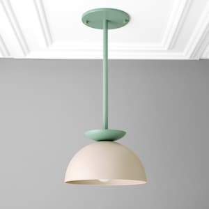 Pendant Dome Light Fixture Colorful Lighting Green Ceiling Light Model No. 4975 Green/Cream