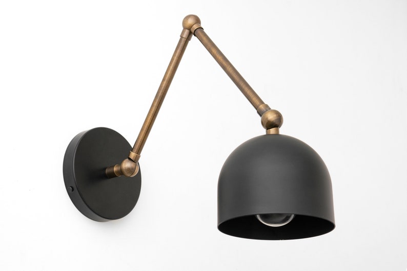 Articulating Sconce - Antique Brass Light - Colored Wall Light - Modern Wall Sconce - Vanity Light - Model No. 5998 Black