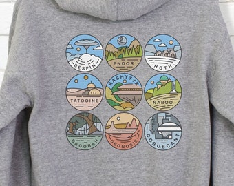 Star Wars Planets Hoodie | Retro Star Wars Hoodie| Vintage Star Wars Hoodie | Star Wars Gift | Star Wars Galaxy
