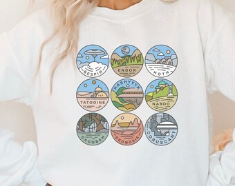 Star Wars Planets Sweatshirt | Retro Star Wars Sweatshirt | Vintage Star Wars Sweatshirt | Star Wars Gift | Star Wars Galaxy