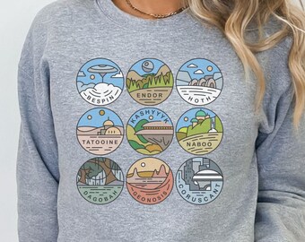 Star Wars Planets Sweatshirt | Retro Star Wars Sweatshirt | Vintage Star Wars Sweatshirt | Star Wars Gift | Star Wars Galaxy
