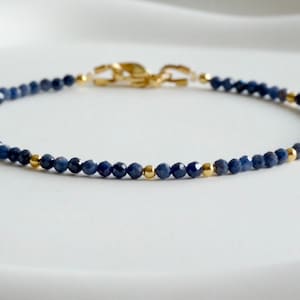 Dainty Blue Sapphire Bracelet: 14k Gold Filled September Birthstone