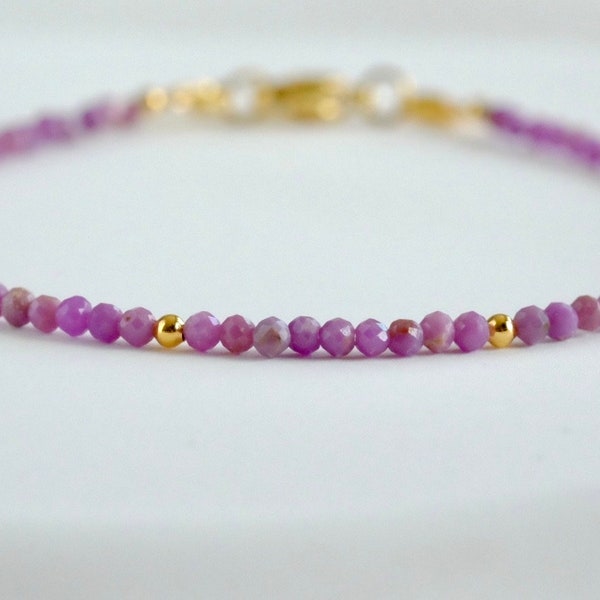 Dainty faceted Phosphosiderite bead bracelet-Gemstone Delicate Simple Birthstone Layering Stacking bracelet Minimalist Wedding Gift for her