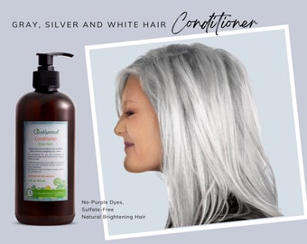 Gray Hair Conditioner-Silver Hair Conditioner, Yellow or Purple Hair Treatment for Hair Dye, Natural Ingredients, Handmade Haircare - 16oz