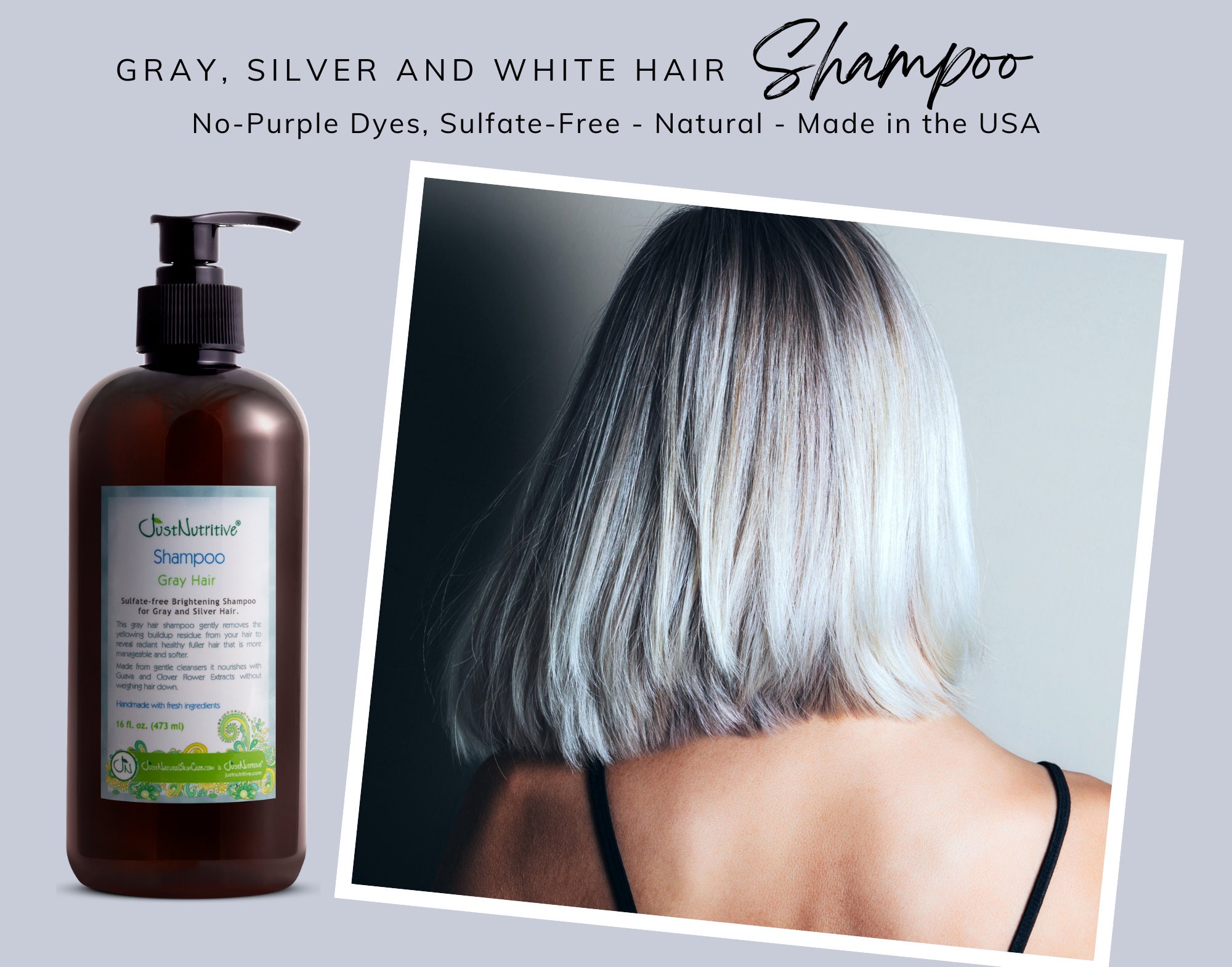 Gray Hair Shampoosilver Hair Shampoo, Yellow or Purple Hair Treatment
