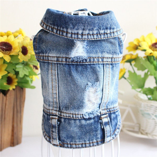 Designer Dog Clothes Small and Large Dog Denim Jacket, Dog Clothes, Dog Clothing, Puppy Vest, Spring Clothing