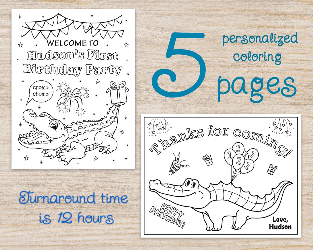 Alligator Birthday Party Coloring Pages, Gift Bag, Party Favors and ...