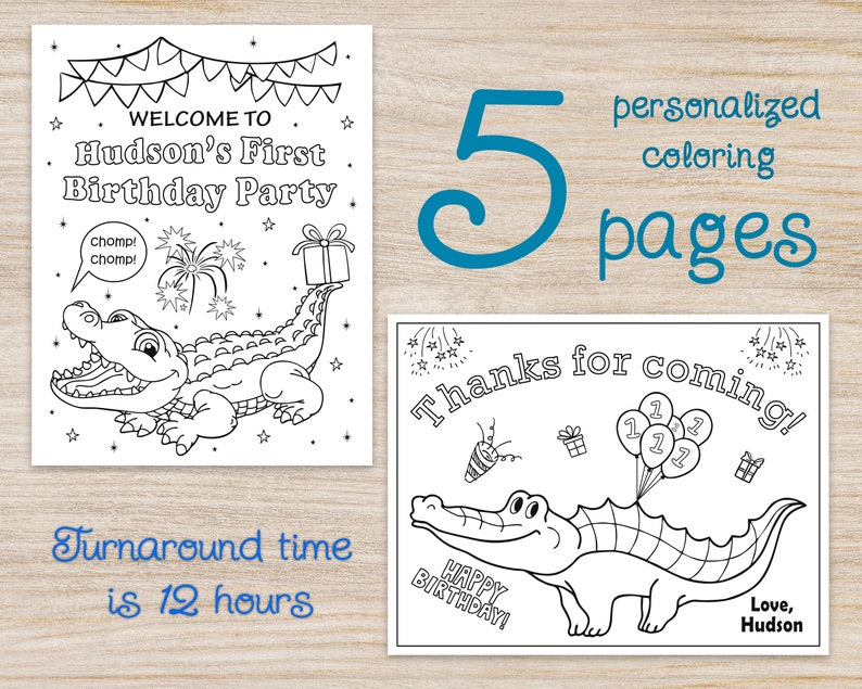 Alligator Birthday Party Coloring Pages, Gift Bag, Party Favors and ...