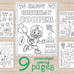 Football Birthday Party Coloring pages, Edit american football digital favors, Printable Kids Boys Sports Activity