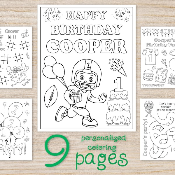 Football Birthday Party Coloring pages, Edit american football digital favors, Printable Kids Boys Sports Activity