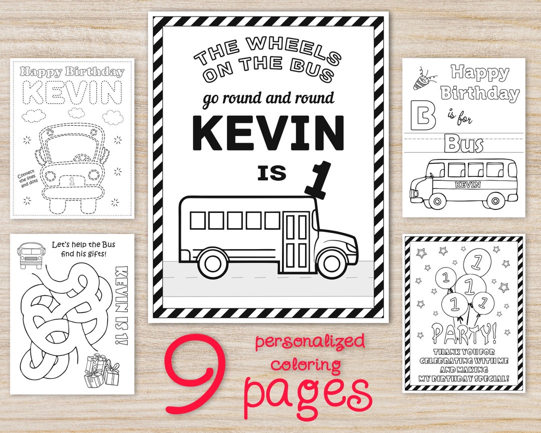 Wheels on the Bus Birthday Party Coloring Pages, Yellow School Bus