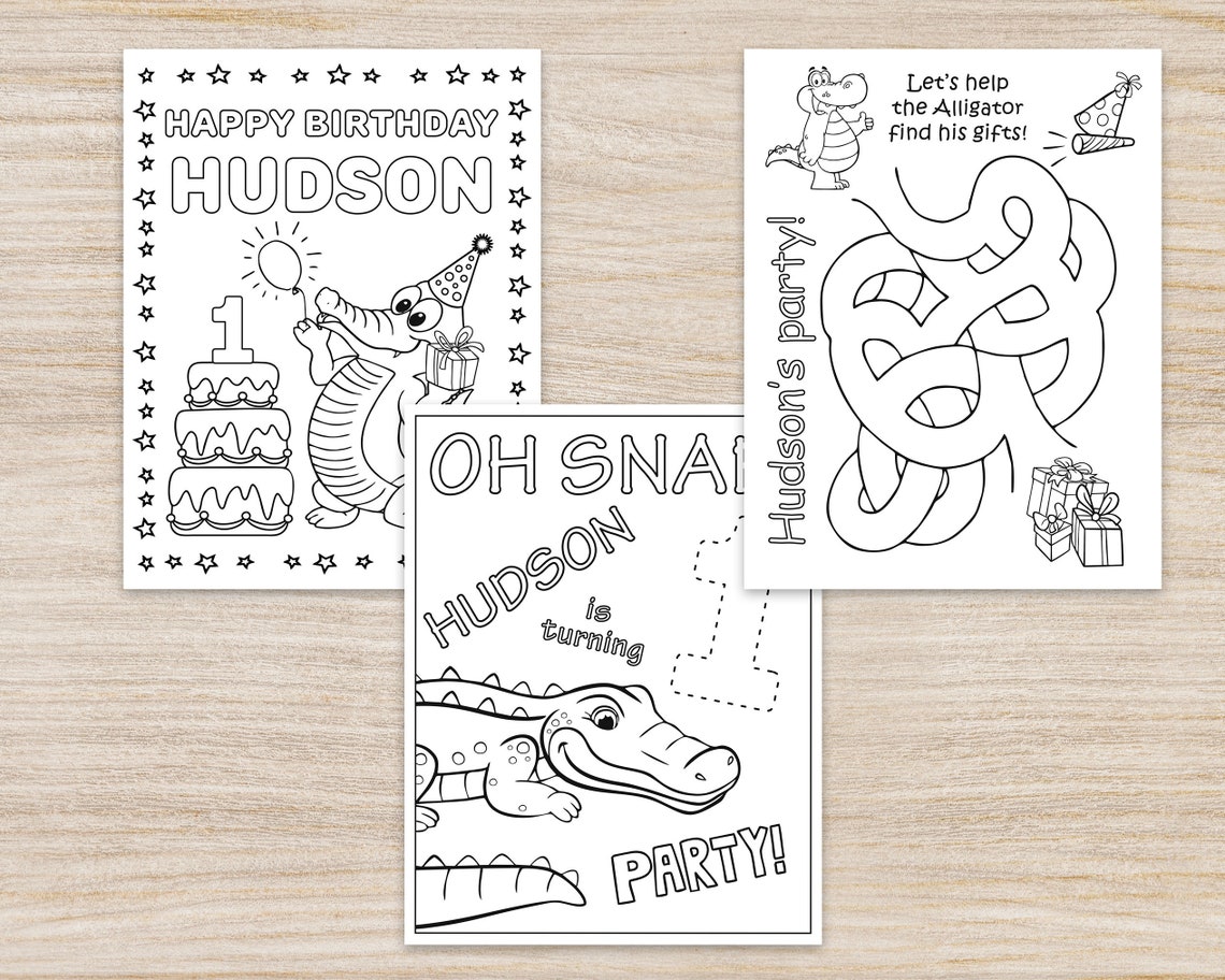 Alligator Birthday Party Coloring Pages, Gift Bag, Party Favors and ...