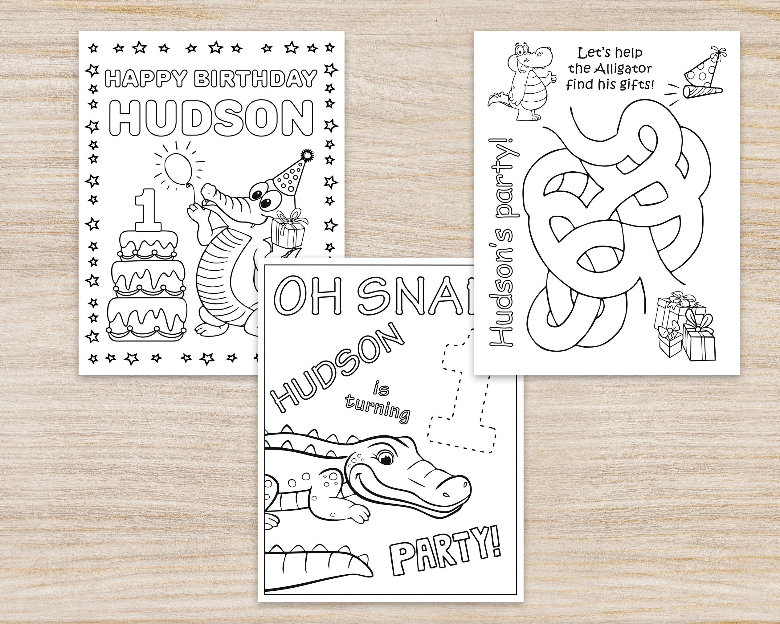 Alligator Birthday Party Coloring Pages, Gift Bag, Party Favors and ...