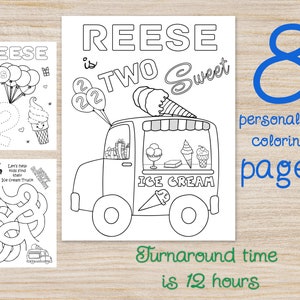 Ice Cream Truck Coloring pages, Two sweet 2nd Birthday party favors, We all Scream for Ice Cream, Download Printable Custom file
