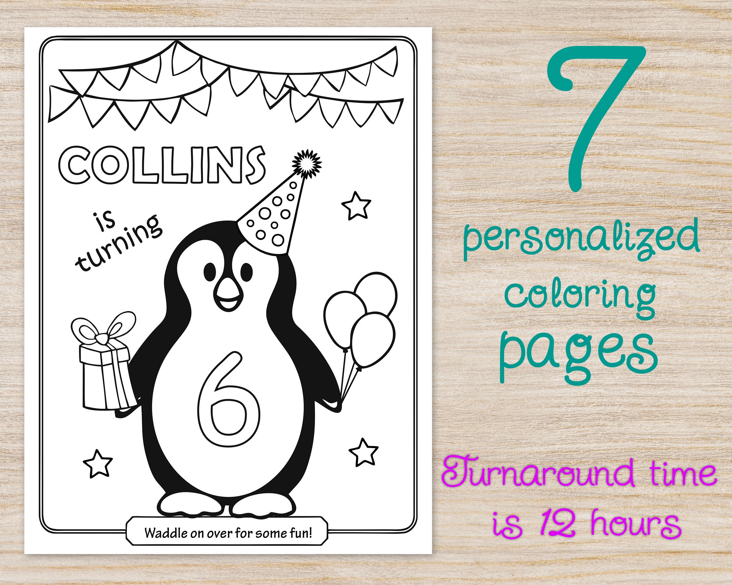 Penguin Birthday Party Coloring Pages, Personalised, winter onederland ...