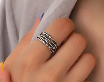 Silver Boho Ring,Sterling Silver Women Filigree Ring,Silver Free Size Summer Ring,Gift For Her,Unusual Ring,Silver Vintage Statement Ring