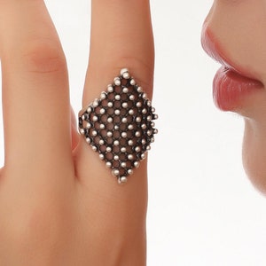 Silver Statement Ring,Women Boho Ring,Adjustable Boho Statement Ring,Silver Boho Ring,Women Daily Ring,Gift For Her,Silver Geometric Ring