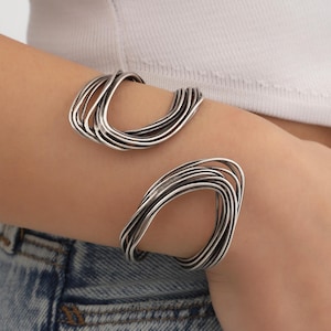 Handmade Large Cuff Bracelet,Chunky Silver Bangle Bracelet,Boho Bracelet For Women,Bohemian Bracelet,Gift For Her,Everyday Big Cuff Bracelet