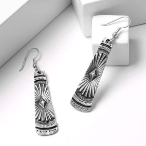 Silver Dangle Shield Earrings For Women,Bohemian Ethnic Tribal Earrings,Women Boho Jewelry,Ethnic Jewelry,Statement Earrings,Gift For Her