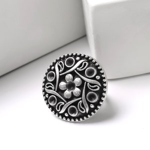 Flower Statement Ring,Floral Boho Ring,Women Adjustable Boho Statement Ring,Silver Boho Ring,Women Daily Flower Ring,Gift For Her