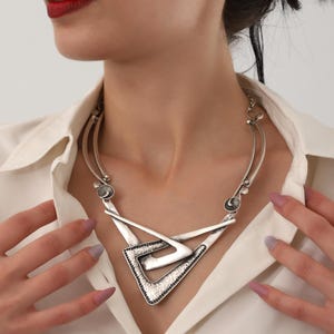 Statement Necklace For Women,Silver Chunky Necklace,Necklaces For Women,Antique Silver Boho Necklace,Gift For Her,Mothers Day Gift