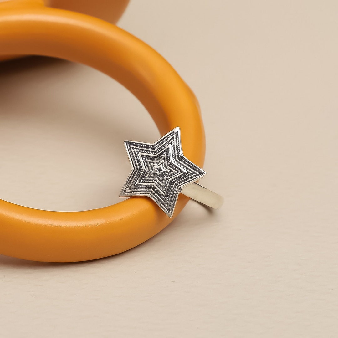 Silver Boho Star Ring,women Filigree Star Ring,artisian Ring,textured ...
