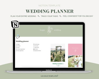 Wedding Planner Notion Template, Wedding organization, Notion Wedding Calendar, Wedding organization, Digital Wedding Planner and tracker