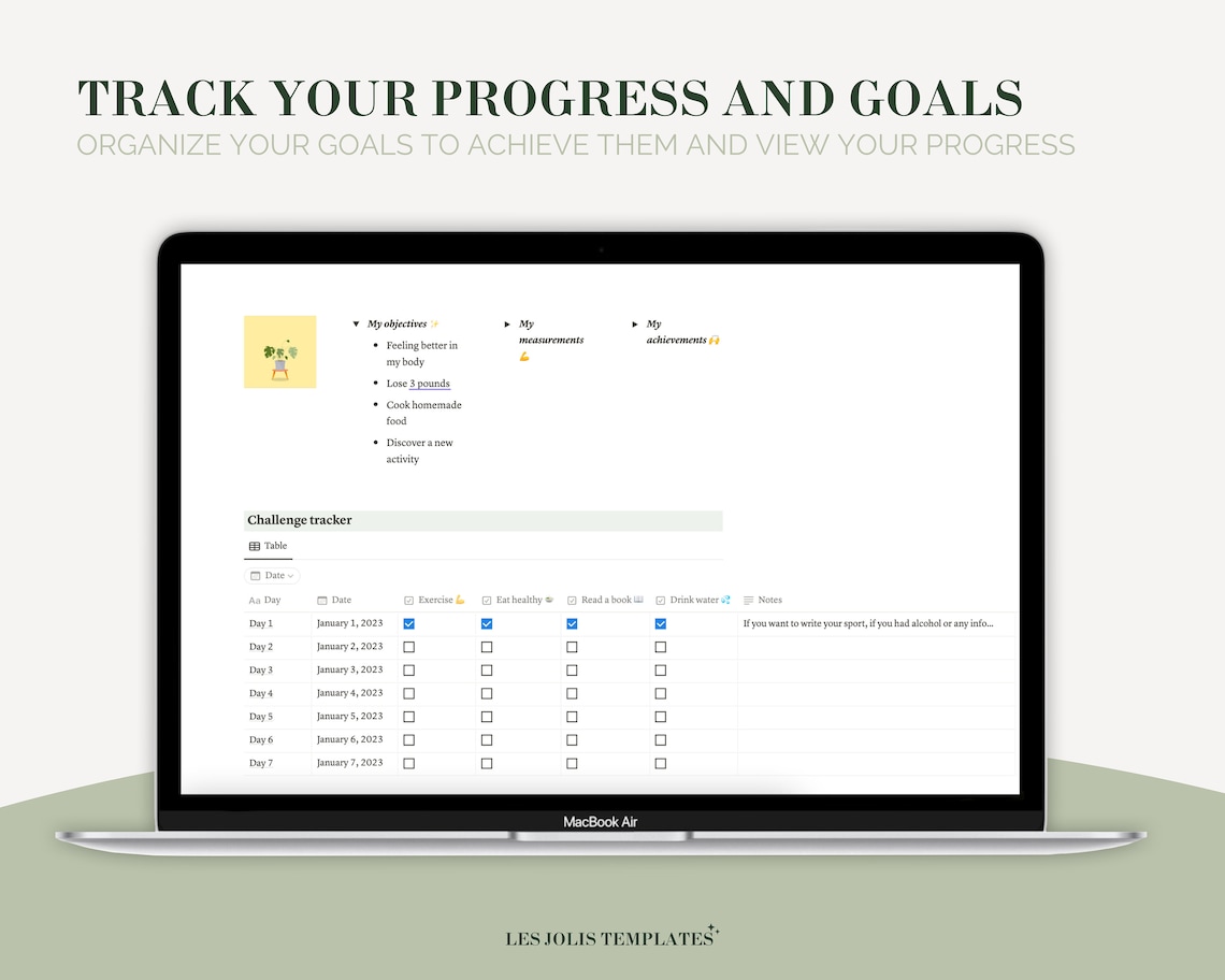 75 Days Soft Challenge Notion Template Sport Digital Planner Wellness